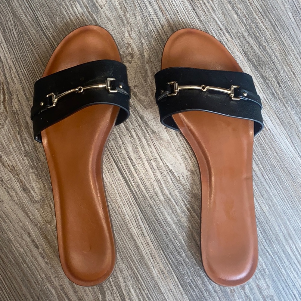 Steve Madden Slides with gold hardware